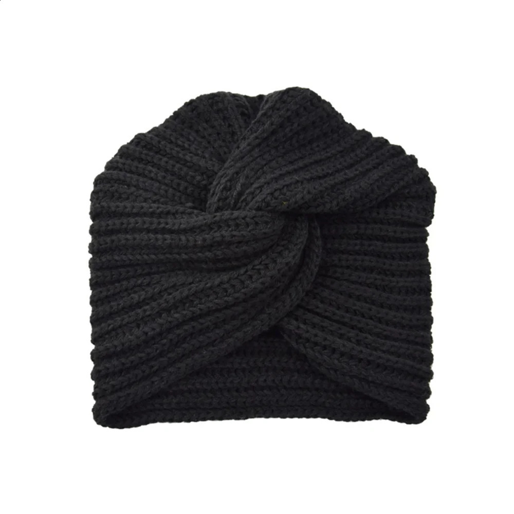 Womens Knitted Turban Hat Bohemia Cashmere Cross Wrap Head Lndian Wool Bonnet Turbante Cap 250821