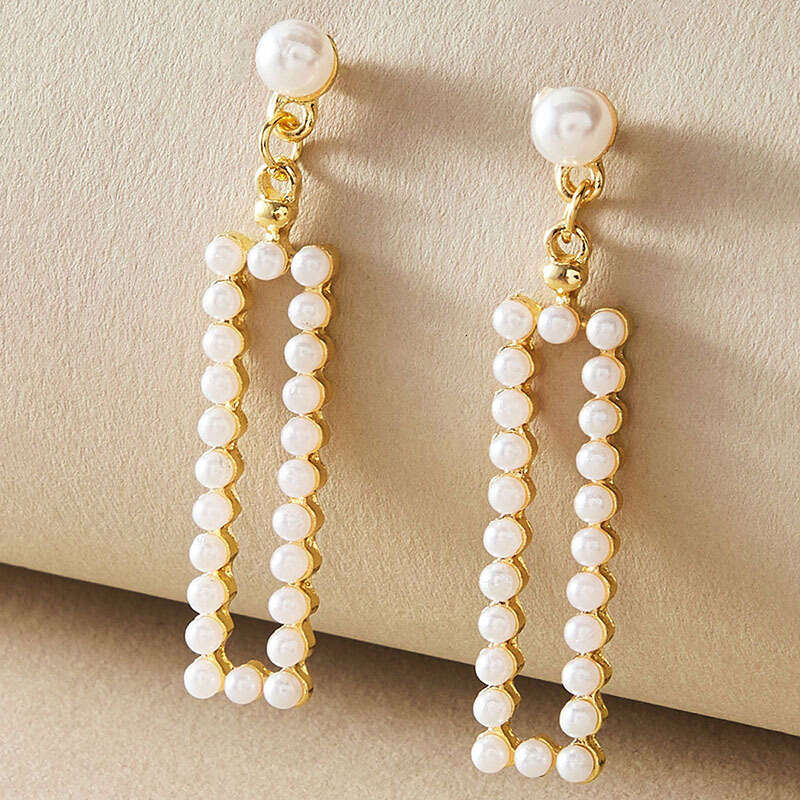 Long Dangle Simulated White Pearl Earrings Elegant Round Ball Pearl Drop Earring Women Wedding Jewelry