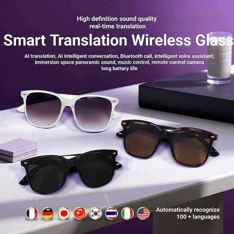LIGE Fashion Smart Glasses AI Intelligent Real-Time Translation Bluetooth Sunglasses Outdoor Sports Earphone Call Music Eyewear