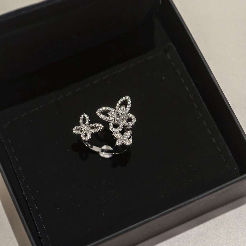 rose gold silver charm ring Top grade luxury full diamond flower ring for women girls lovely romantic flowers rings jewelry open size