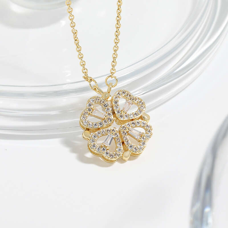 Clover Jewelry Flower classics Necklace Four Leaf Necklaces Gold Silver Rose Plate Agate Diamond Fashion luxury Charm Chain Wedding Gift Party