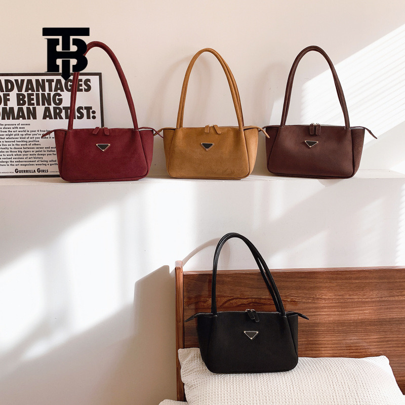 TB BHULAMTE Free Shipping Designer Retro Deerskin Velvet Armpit Tote Luxury Bag Bag Large Capacity Spring Commuting Double Zipper Single Shoulder Wome