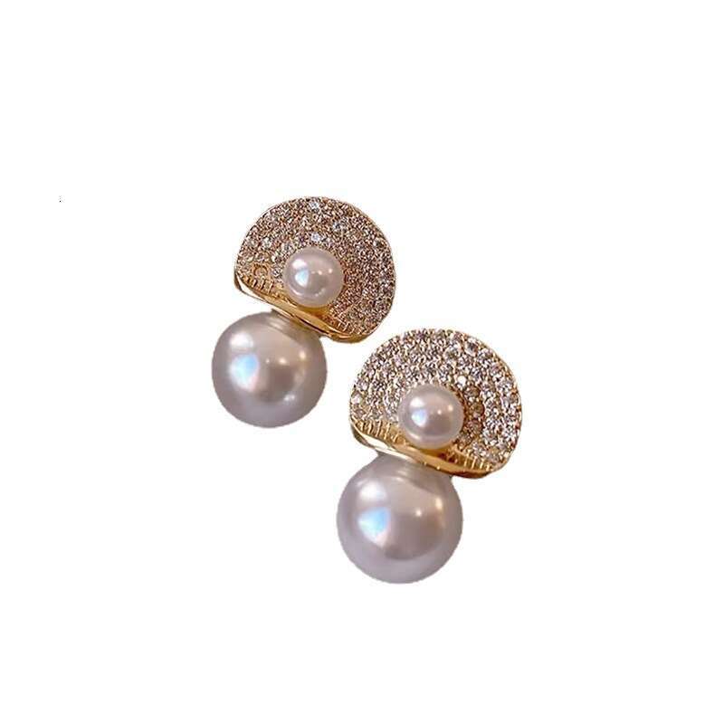 luxury jewelry High end fashion earrings Real Gold Natural Freshwater Pearl Stud Earrings Pure Gold Earring Pin Womens Exquisite Jewelry Gift