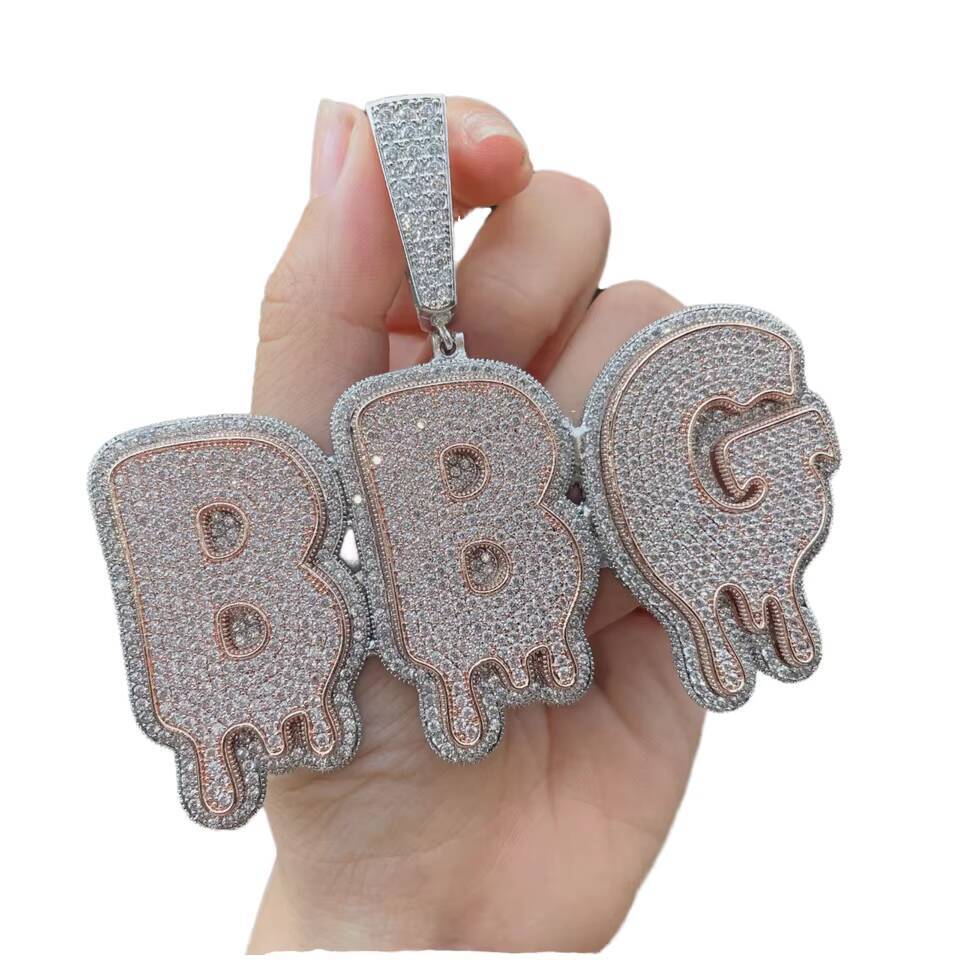 Creative hip-hop trend pendant 925 silver with rope chain pearl number shape diamond fashion gift