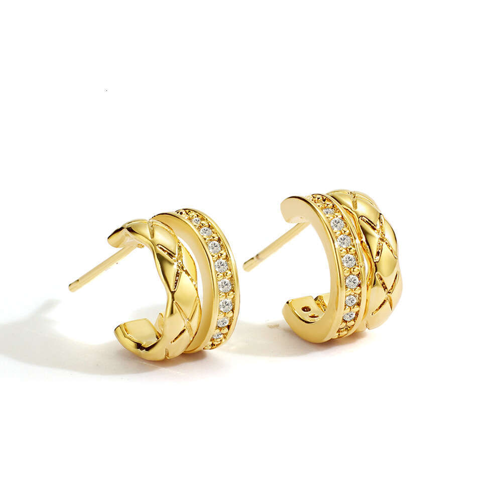 Earrings Women 925 Sterling Silver Hoop Stud Fashion Gold Color Women Party Weddings Jewelry