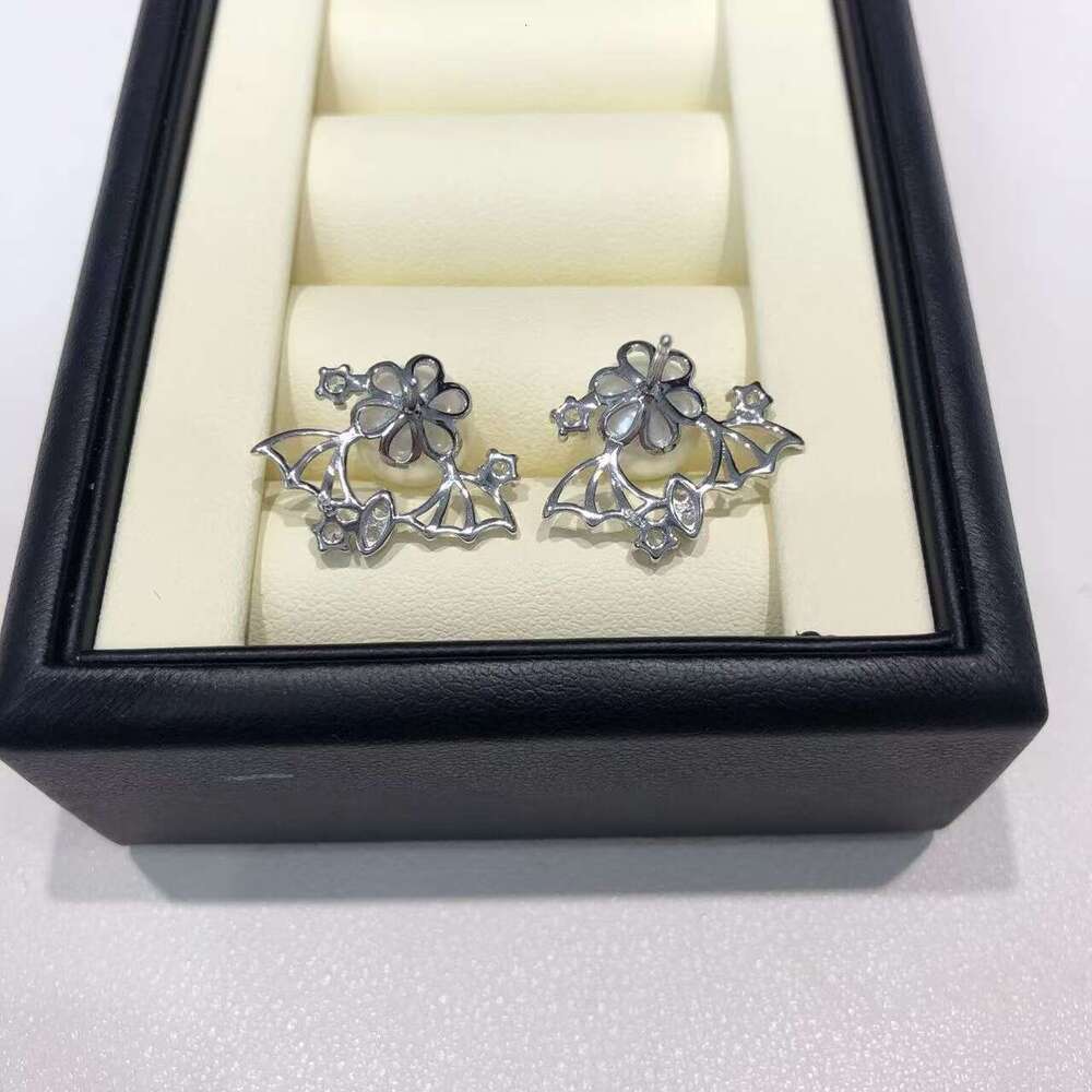 pearl stud earrings Stud Earrings Woman mini Sier Plated double Letter Crystal Rhinestone Earring Jewelry