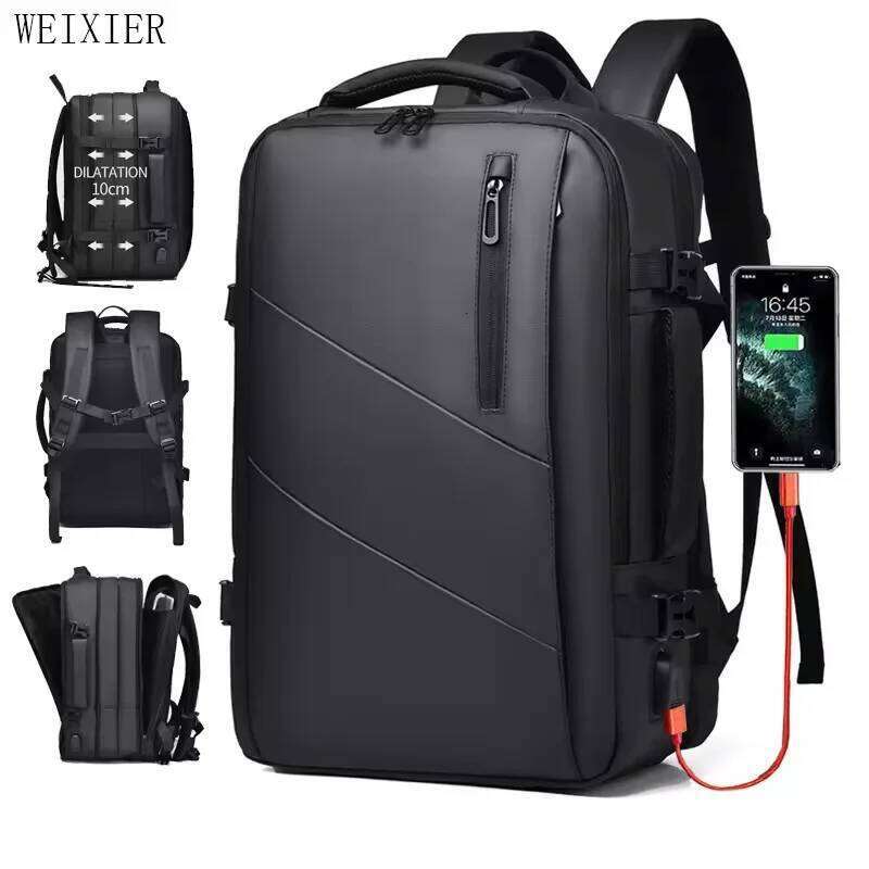 Weixier 16 Inch Large-Capacity Men's Computer High-End Business Bag Expandable Backpack Witch USB