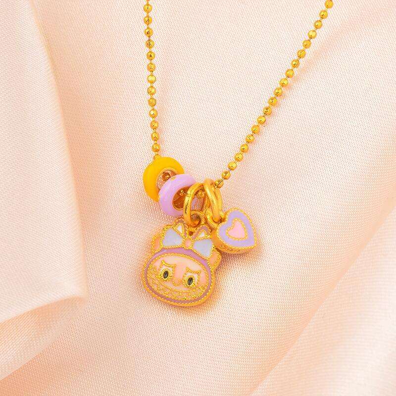 Fashion Trend Fresh Style Running Ring Heart Necklace High Color Retention Sand Gold Jewelry Bead Chain Versatile