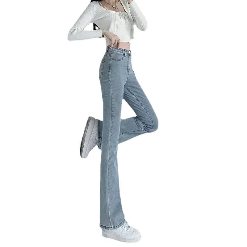 Spring Slimming HighWaisted Jeans Womens Micro Flared Blue Pear Shaped Wide Leg Pants Fashionable Trendy Z260313