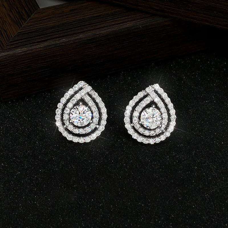 Pear-shaped earrings light luxury Classic luxury jewelry Vintage Design Pear Shaped Sier Moissanite Stud Earrings for Women Trendy Anniversary Gift