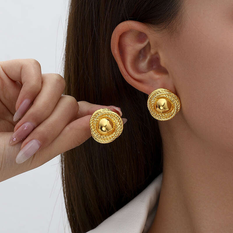 Simple geometric earrings Silver Stud Earrings Floral Knot String Gold Color Punk Women Girl Gift Jewelry Drop