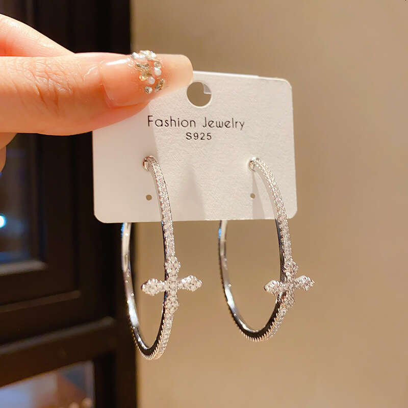 geometric circular cross ear rings Fashion Circle Women Hoop Earrings Exaggerated Ear Loop Smooth Round Earring Party Jewelry