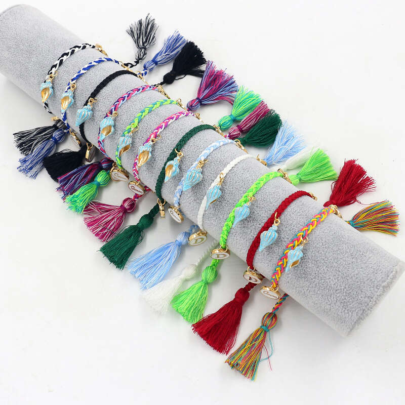 Woven Letter Pendant Bracelets with star Man Jewelry Charm Bracelet As Christmas Gift Hand woven anklets for beach leisure