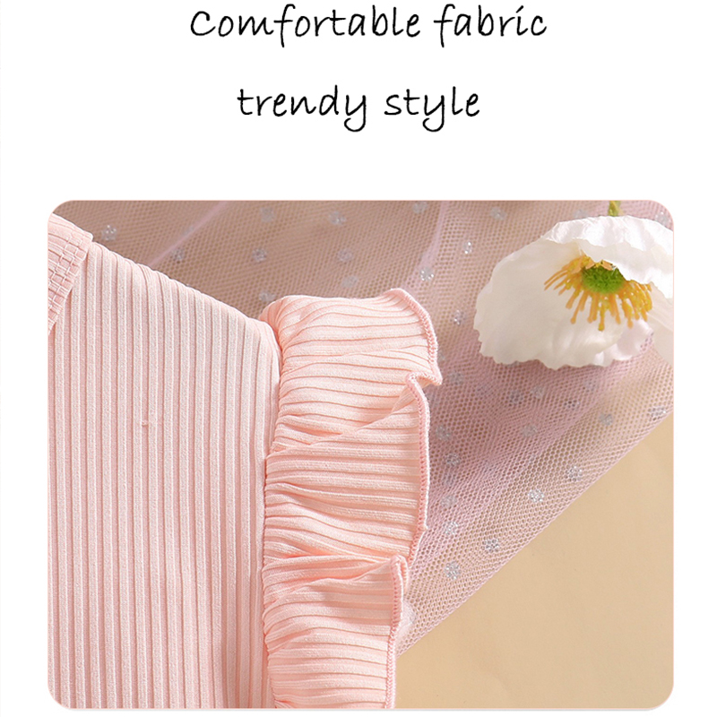 Summer Girls' Floral A-Line Dress with Frilly Sleeves Sweet Butterfly Knot Flower Print Tiered Dresses pink - KJC8847A