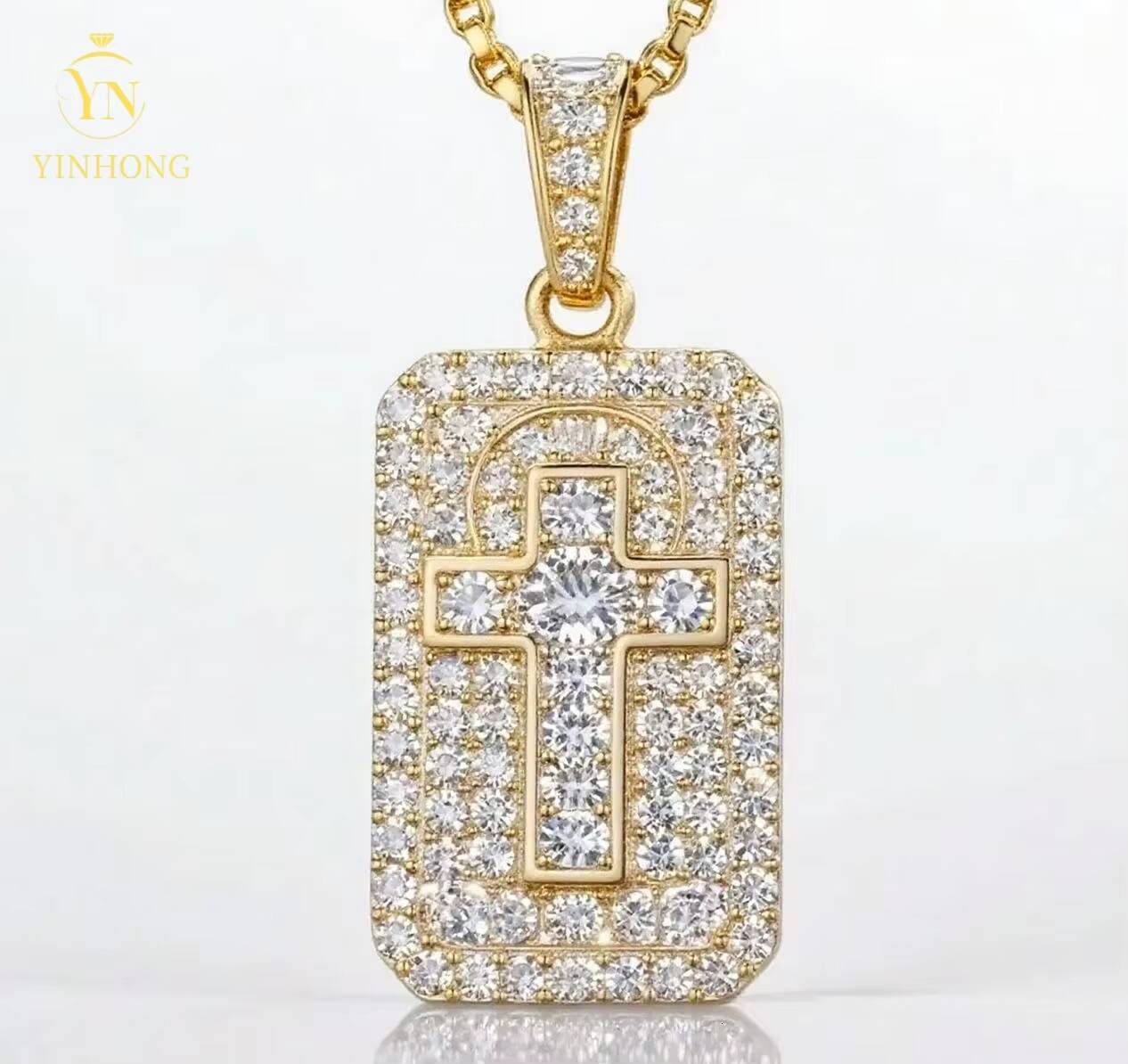 New Fashion 925 Silver Charm Necklace Custom Vvs Baguette Moissanite Mens Dollar Sign Pendant With Certificate