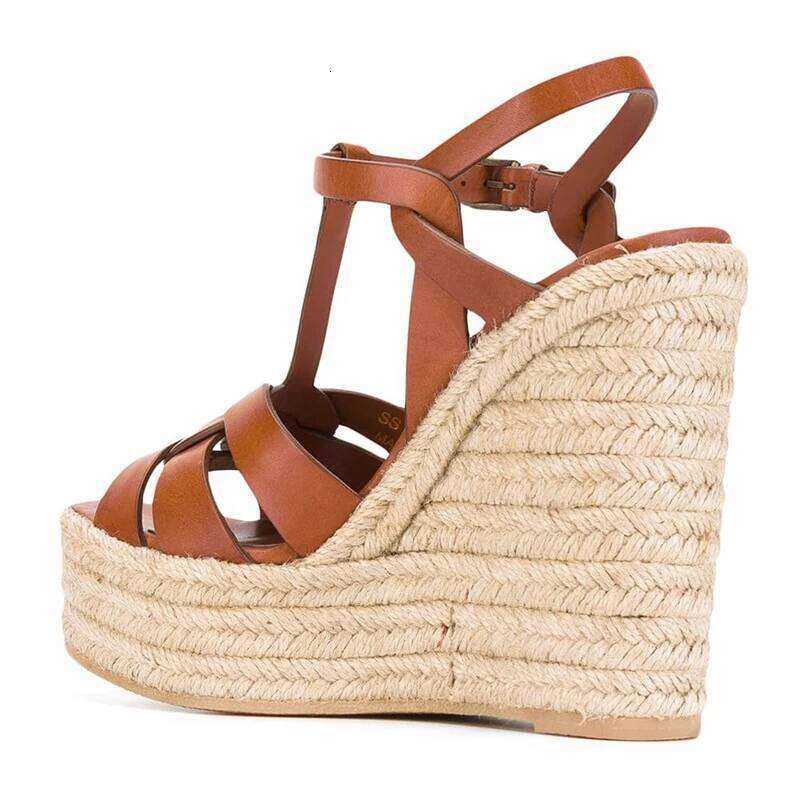Brown Espadrille Sandals Women Wedge Shoes Platform High Heel Sandal White Rope Heels Black Ladies Summer Shoe 2025 Footwear