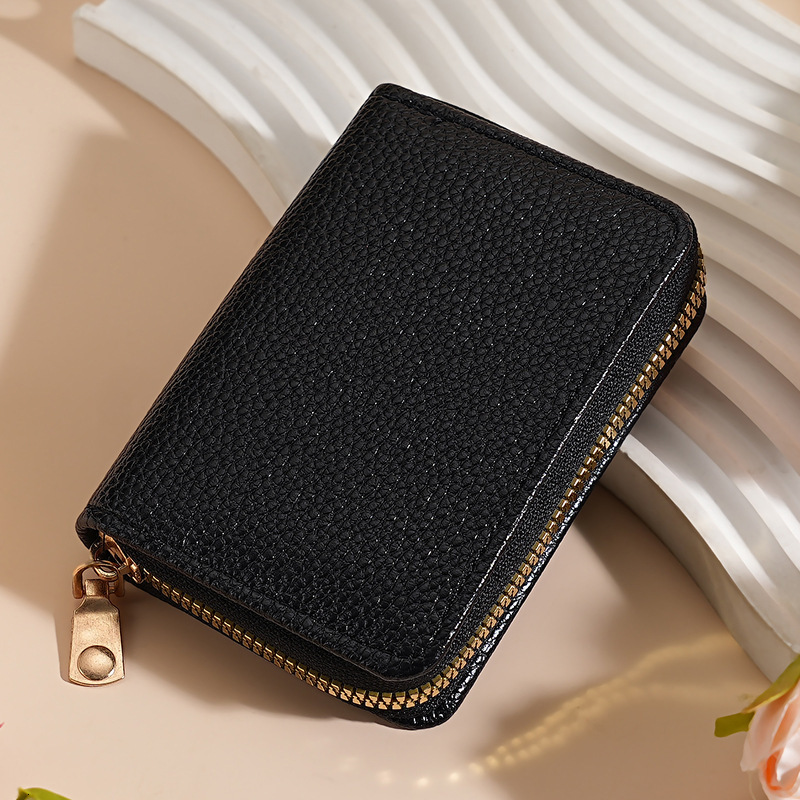 Women's Accordion Card Holder Korean Style Lychee Pattern Designer Bag Card Holder Men's Versatile Casual Business Credit Card Organizer One