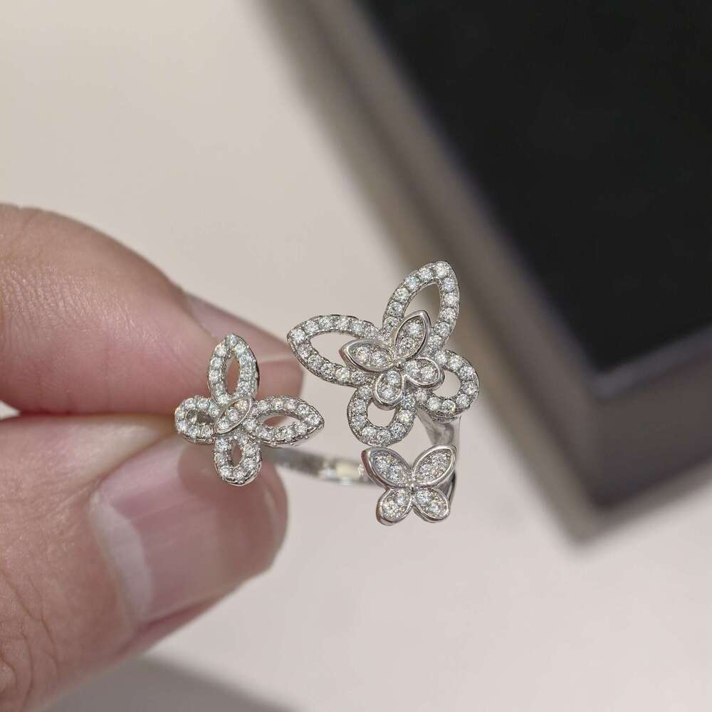 rose gold silver charm ring Top grade luxury full diamond flower ring for women girls lovely romantic flowers rings jewelry open size