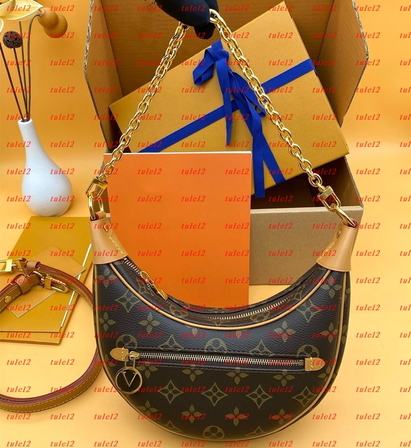 Top quality must have loop Pea bag Womens crossbody shoulder bag designer handbag Luxury hobo Half Moon tote mirror quality leather chain bag clutch bags wallet 13a