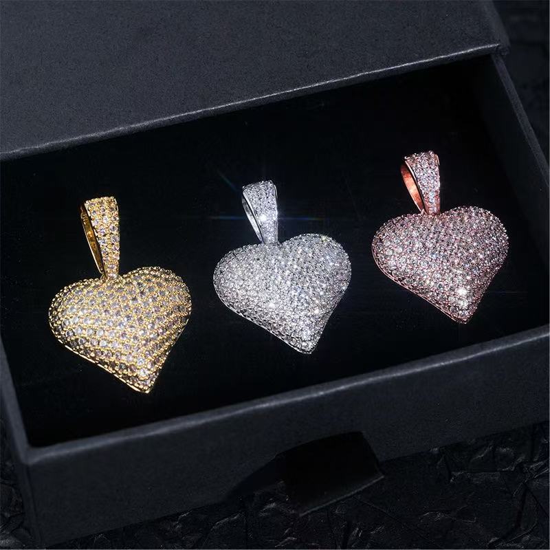 Custom Love tennis chain Sterling sier vvs hip-hop Ice Out Jewelry Fashion Cross pendant 4mm 5mm moissanite necklace free shipping