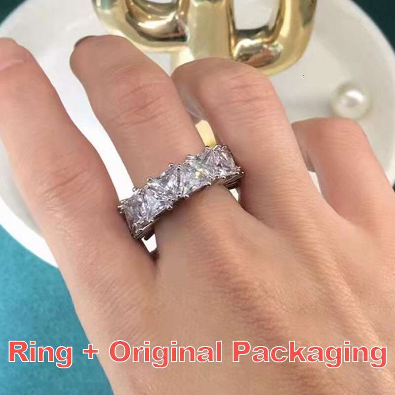 18K Gold Fill Princess Cut White Topaz Choucong Unique Wedding Rings Luxury Jewelry 925 Sterling Silver CZ Diamond Party Engagement Band Ring Men Gift