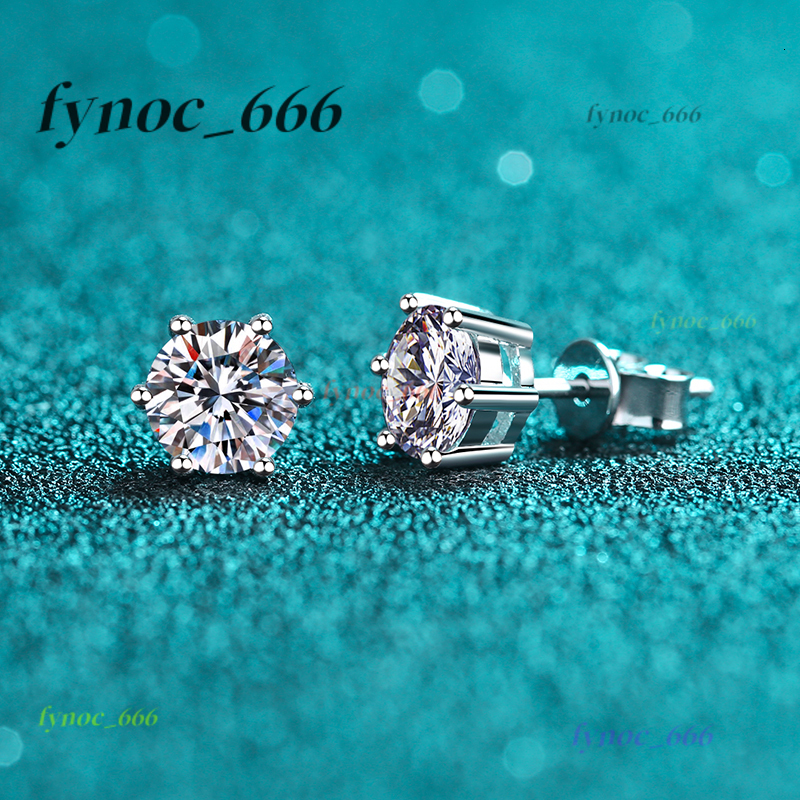 Wholesale Luxury Fine 925 Sterling Silver Jewelry Classic Stud Earrings Lab Grown Diamonds 1CT6CT Moissanite Earrings for Women