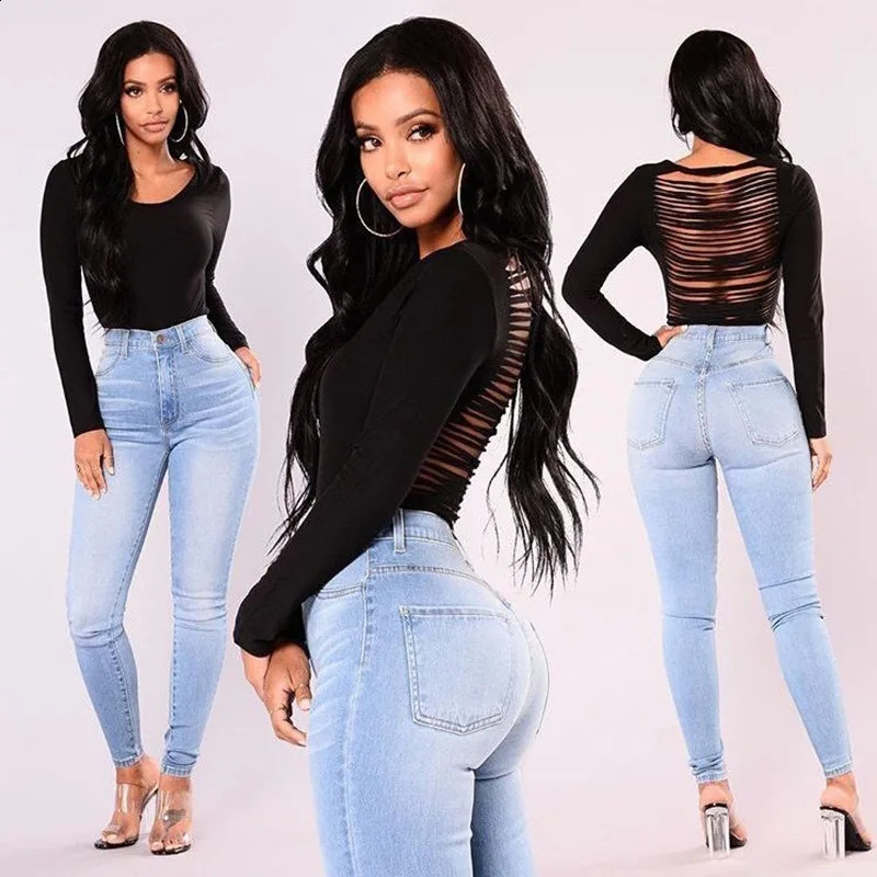 Sexy Jeans Women Denim Skinny Pants High Waist Stretch Lady Push Up Leggings Slim Pockets Button Pencil Z260313