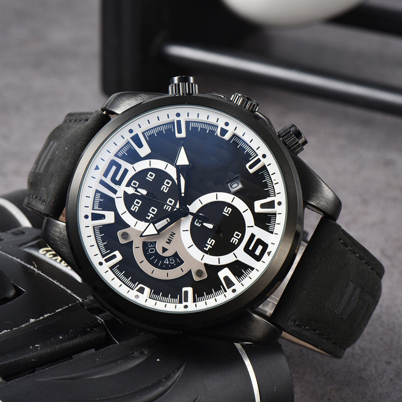 New Men Watches Three Stitches Quartz Wristwatch Automatic Date Top Luxury Brand Designer with Calendar Function Leather Fashion Watch AAA Male Clocks