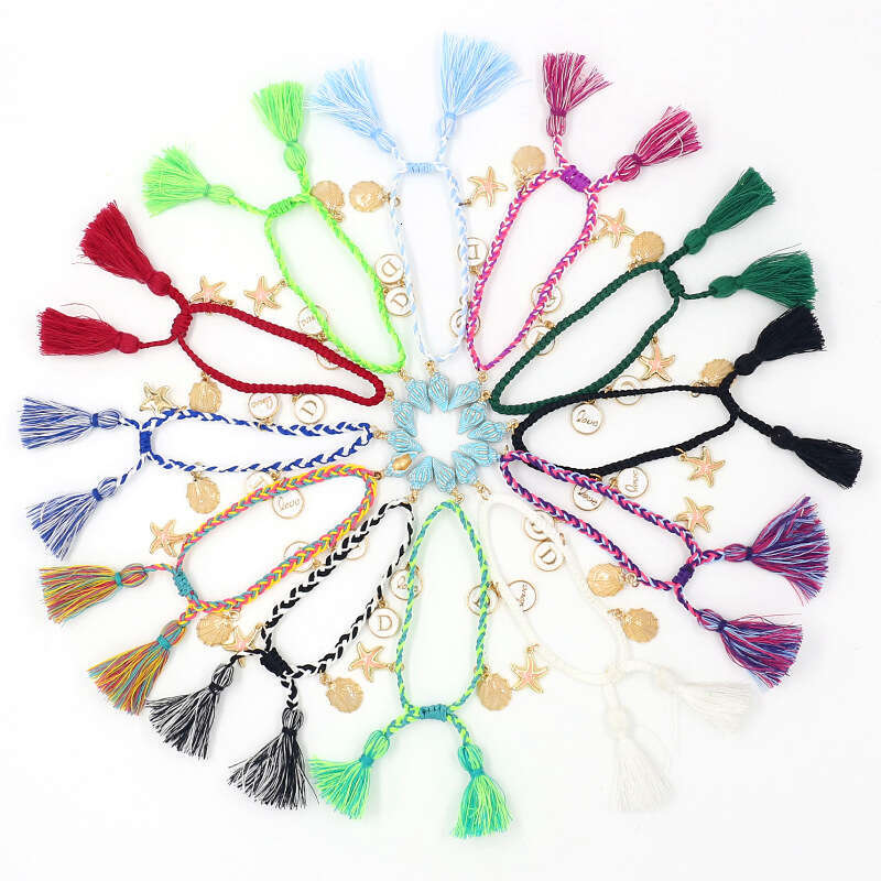 luxe jewelry Woven Letter Pendant Bracelets with star Man Jewelry Charm Bracelet As Christmas Gift Hand woven anklets for beach leisure