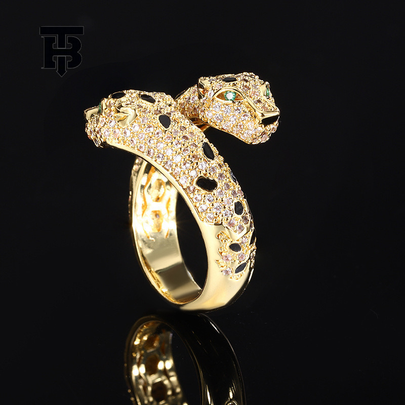 TB BHULAMTE New Luxury Jewelry European And American Retro Leopard Pattern Ring Fashion Designer Personalized Diamond Inlaid Women's Accessories 