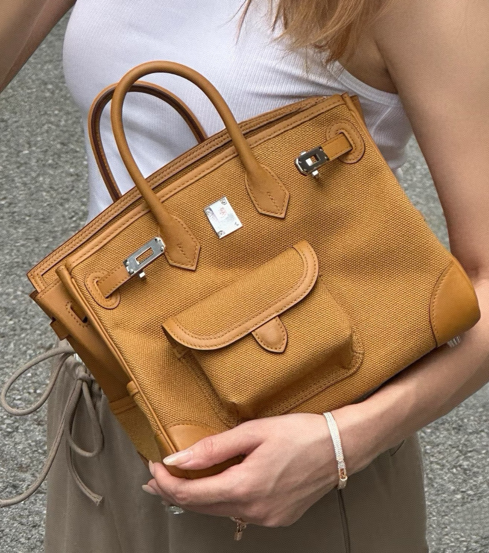 Cargo Tote Bags New Swift Leather And Canvas Shoulder Bags Silver Steel Hardware Colorful Wide Shoulder Strap Hand Sewn Fashion Multi Pockets Large Capacity 3329