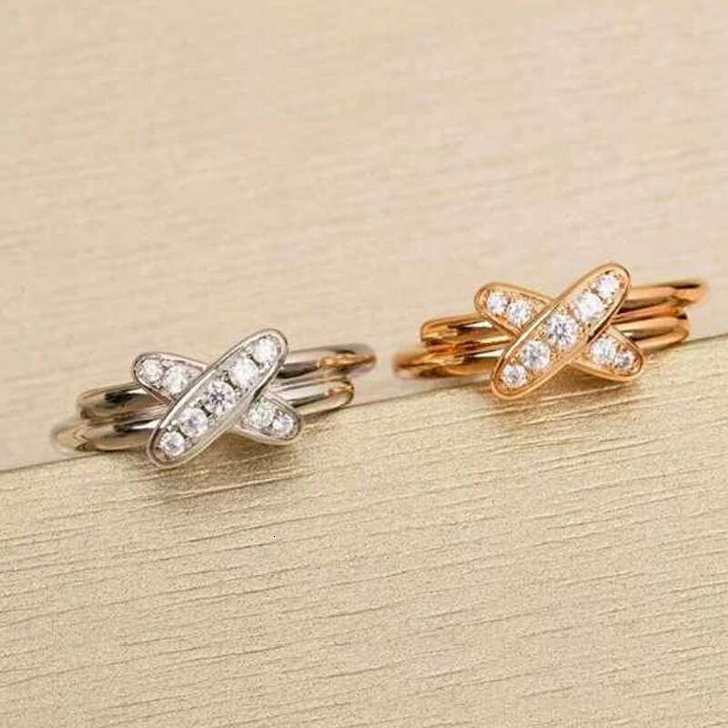 new light luxury fashion cross ring White Gold Color Oval Moissanite Women Jewelry Wedding Set Band Rings Engagement Ring