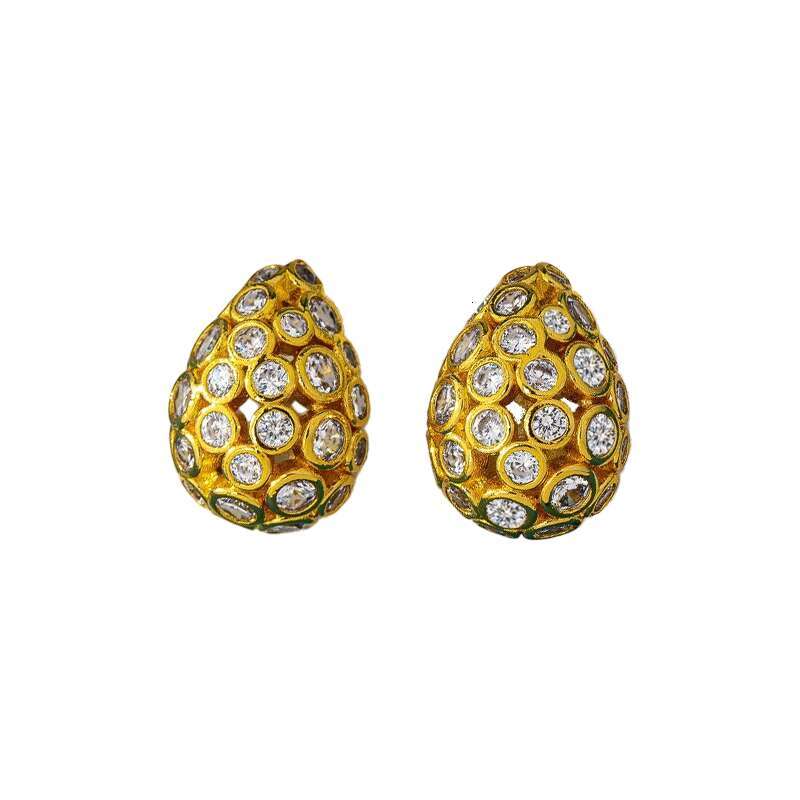 French Vintage Exaggerated Agate Patterned Earrings for Women Niche Light Luxury High-end Banquet Jewelry Accessories