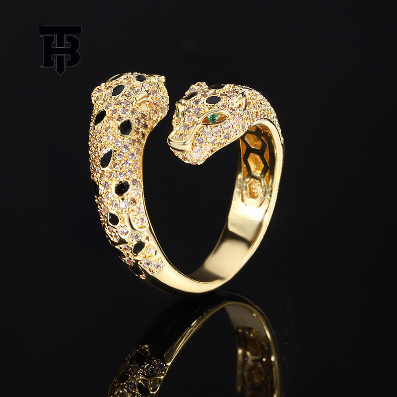 TB BHULAMTE New Luxury Jewelry European And American Retro Leopard Pattern Ring Fashion Designer Personalized Diamond Inlaid Women's Accessories 