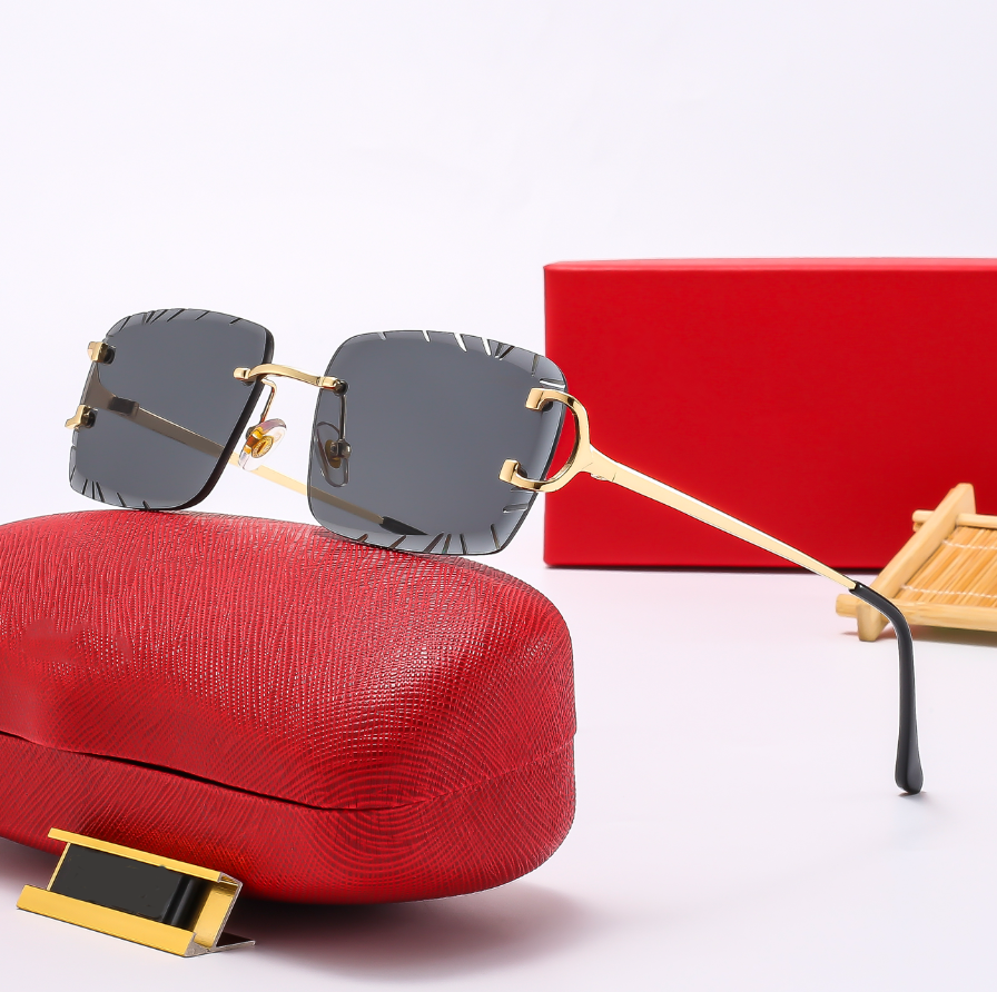 sunglasses for woman designer sunglasses man sun glasses designer glasses Fashion Frameless Rectangle Coating Buffalo Horn Sunglass UV400 Wooden Mens With box