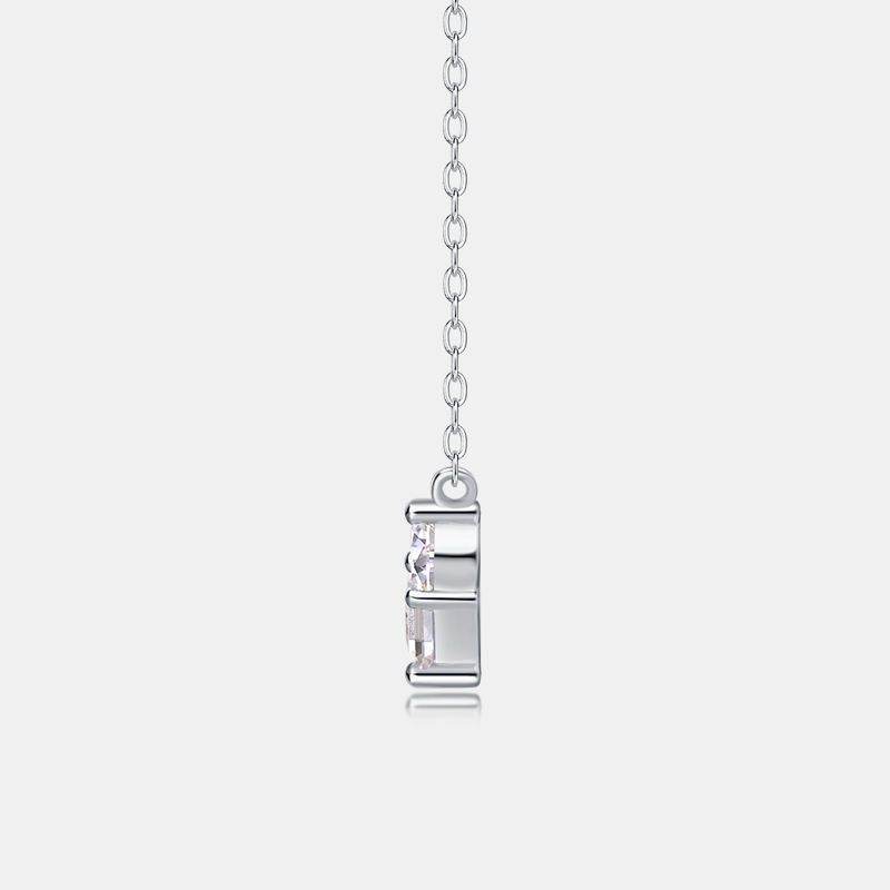 MT 3.2 CT Full Moissanite Heart Pendant Weddings Necklace,925 Sterling Silver 18k White Gold Simple Diamond 1.2 CT Princess Cut + 1 CT Round Cut * 2 W