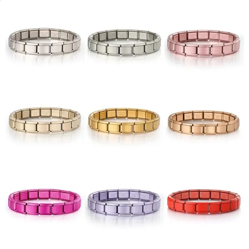 2025 Men and Women Starry Colors 18 Pieces Italian Charm Fit 9mm Stainless Steel Modular Bracelet Wholesale Jewelry 250818