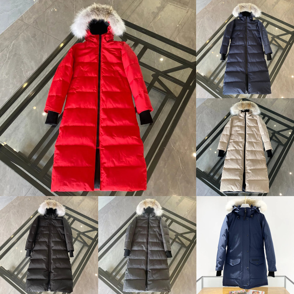 designer winter puffer jacket womens coat canadian mystique coyote fur winter thickened womens extra long hooded coat Long parka down Jacket 3 3