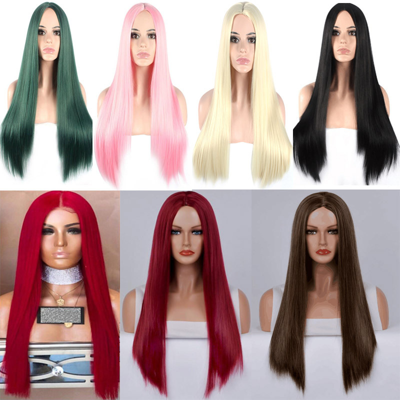 Women's 32" Brazilian Synthetic Straight hair with Full Lace Front and Soft Synthetic Cap j20