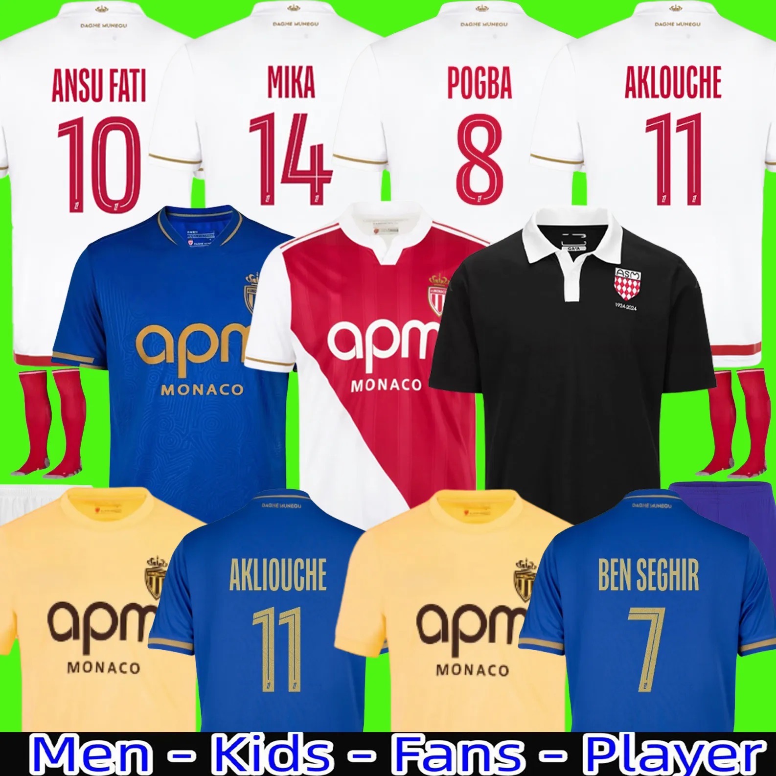 2025 2026 Player AS Monaco Black BEN AKLIOUCHE YEDDER Footbal Jersey MININO LOADU GOLOVIN 25 26 maillot de foot BALOGUN EMBOL0 Floatage Men's FOFANA Football