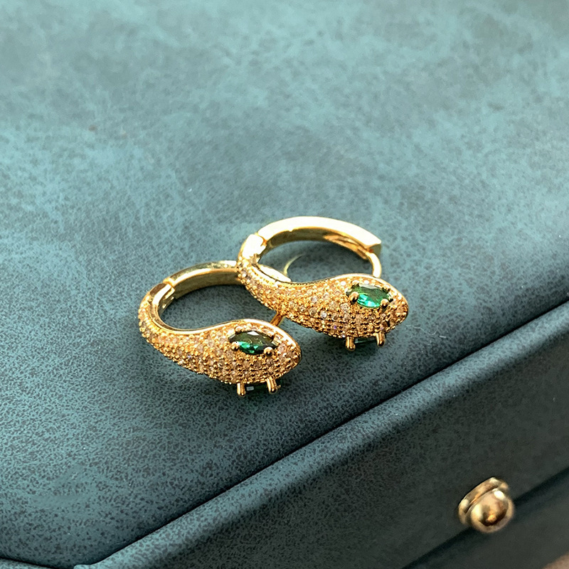 Free shipping designer jewelry Light Luxury Personality Micro Inlaid Zircon Snake-shaped Earrings for Women Niche Design High-end Earrings 2025 New Ea