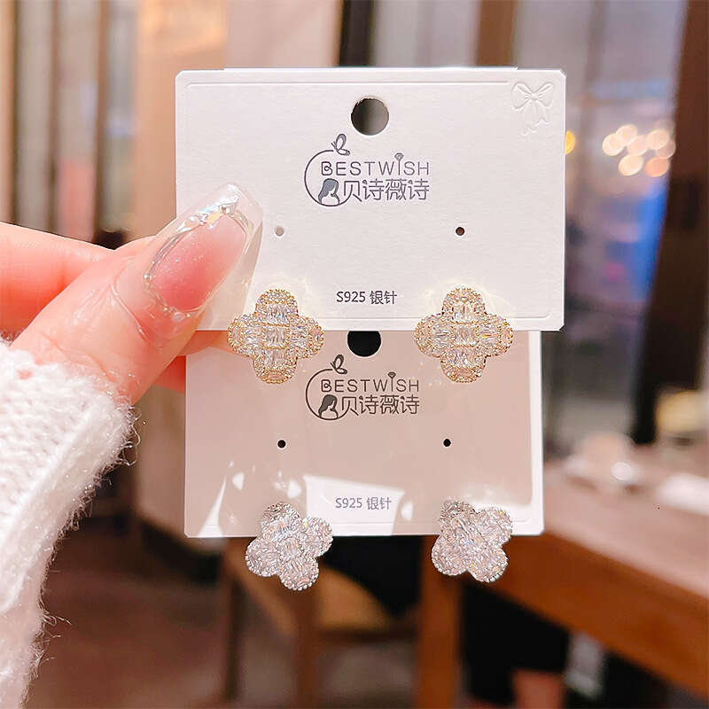 Luxury Diamond Stud Earring Gold Silver Flower Letter Studs Earrings Women Girl Wedding Party Love Jewelry never fade