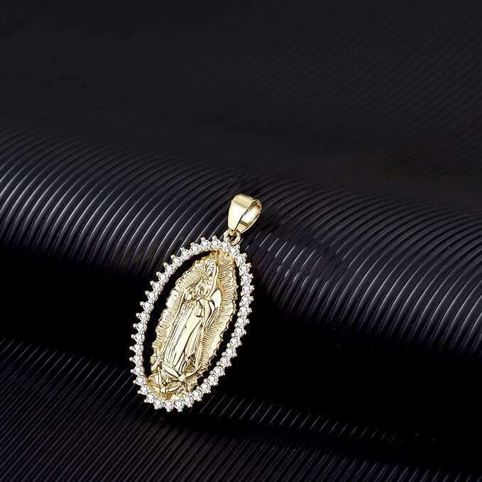 Gold Plated Virgin Necklace - Virgen De Mother Mary Our Lady of Guadalupe Pendant Amulet for Women Jewelry Gift