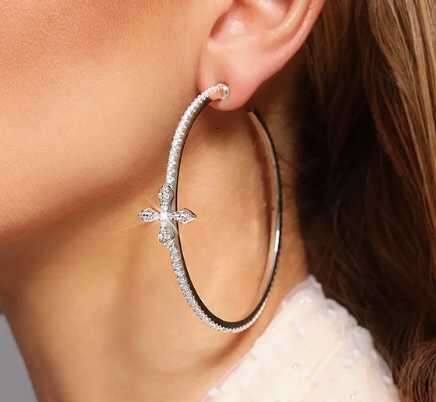 geometric circular cross ear rings Fashion Circle Women Hoop Earrings Exaggerated Ear Loop Smooth Round Earring Party Jewelry