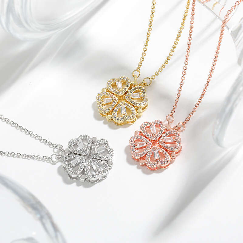 Clover Jewelry Flower classics Necklace Four Leaf Necklaces Gold Silver Rose Plate Agate Diamond Fashion luxury Charm Chain Wedding Gift Party