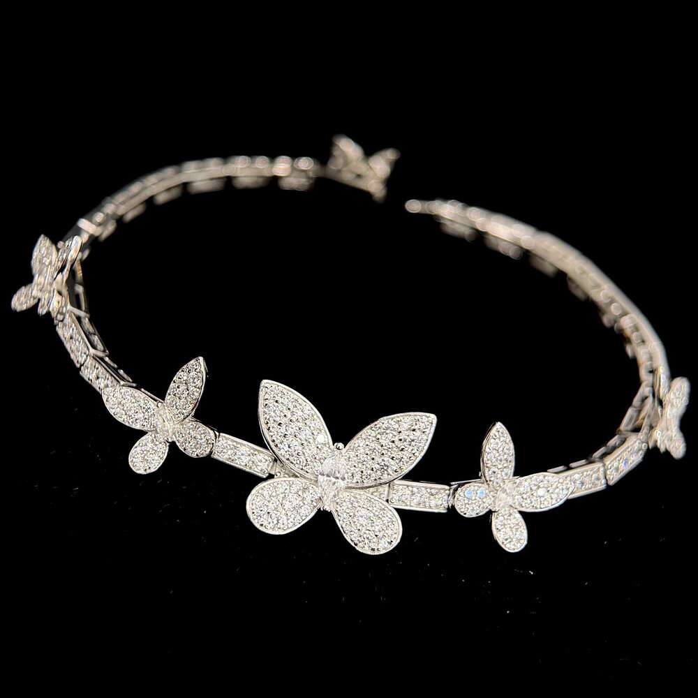 wedding Bracelets Luxury Jewelry 18K White Rose Gold Fill Pave White Sapphire CZ Diamond Party Gemstones Women Open Adjustable Bangle