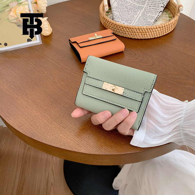 TB BHULAMTE Free Shipping Designer Luxury Women's Wallet Metal Buckle Folding Card Bag Fashion Short Handbag Coin Bag