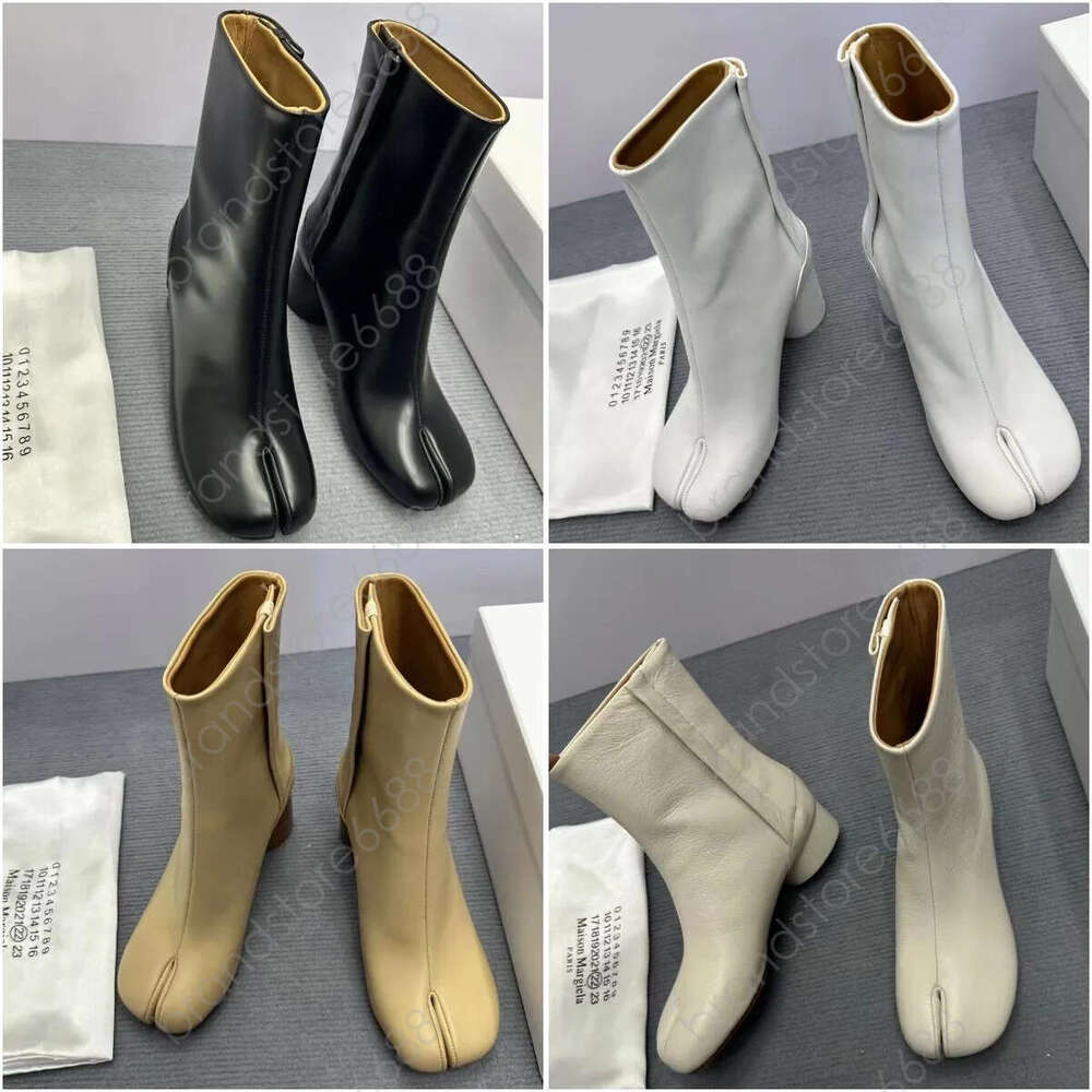 ankle Autumn winter Designers Men Women Tabi broken mirror Fashion Leather High quality 3.5cm 6cm 8cm Toe parting boots