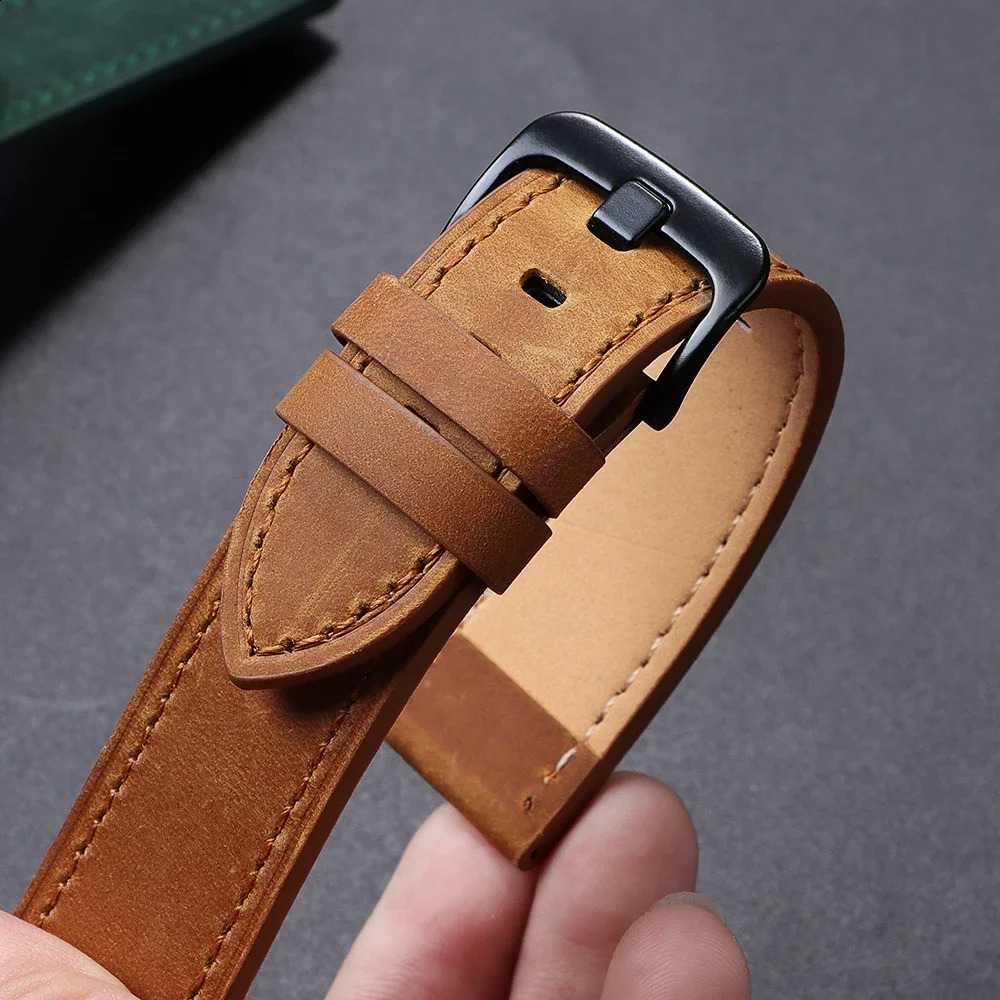 Calfskin Genuine Leather Watchbands Black Blue Watch Band 18mm 20mm 22mm 24mm Smartwatch Strap Dark Brown Watches Accessories 250819