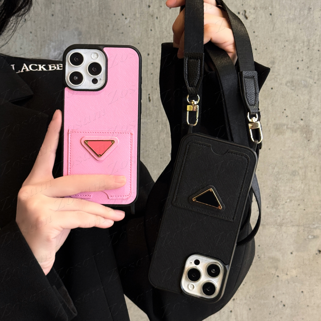 Ultra Thin Luxury Card Pocket Phone Case for iPhone 17 Air 16 15 Plus 14 13 12 11 Pro Max Leather Protection Shoulder Bag Style Crossbody Cover iPhone16 16pro 15pro 14pro